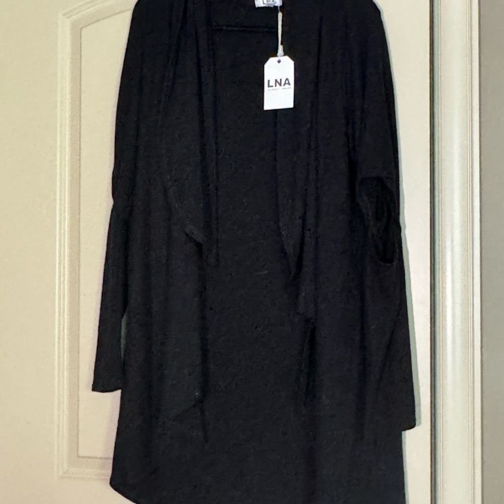 LNA Black Cardigan Sweater Classic Knit